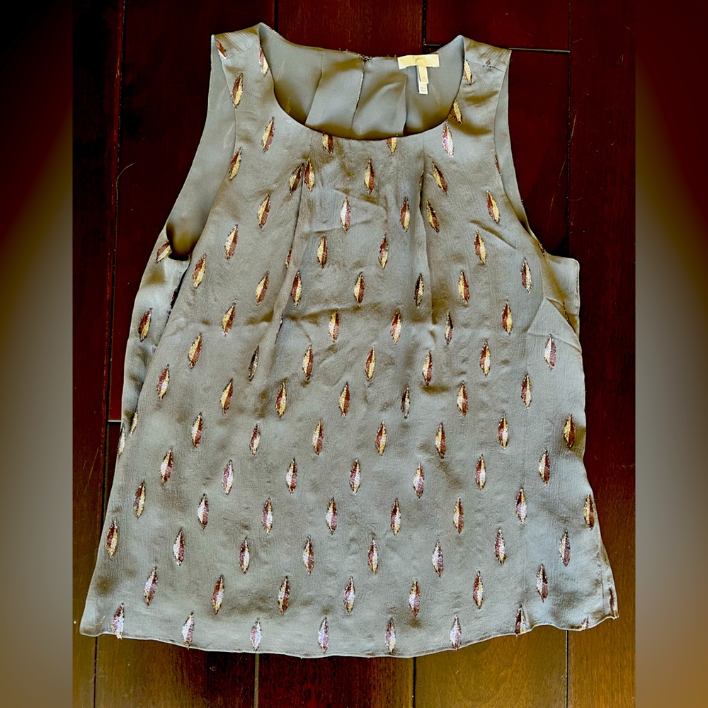 Gray Joie silk sleeveless blouse with metallic design  Medium